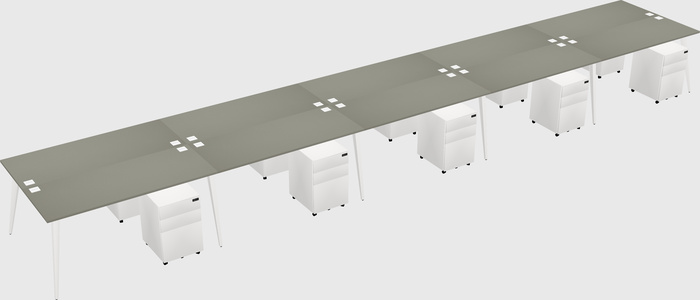 Shared rectangular office desk system