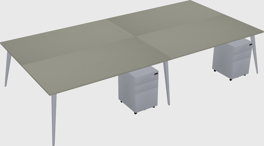 Shared rectangular office desk system