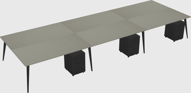 Shared rectangular office desk system