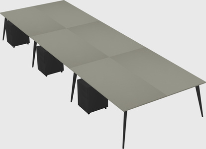 Shared rectangular office desk system