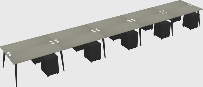 Shared rectangular office desk system