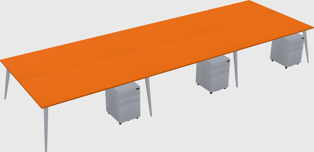 Shared rectangular office desk system