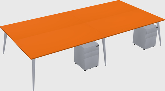 Shared rectangular office desk system