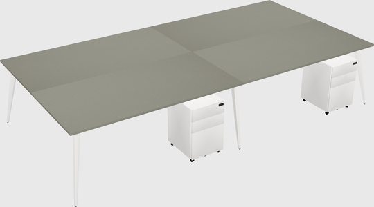 Shared rectangular office desk system