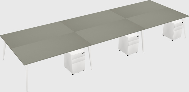 Shared rectangular office desk system