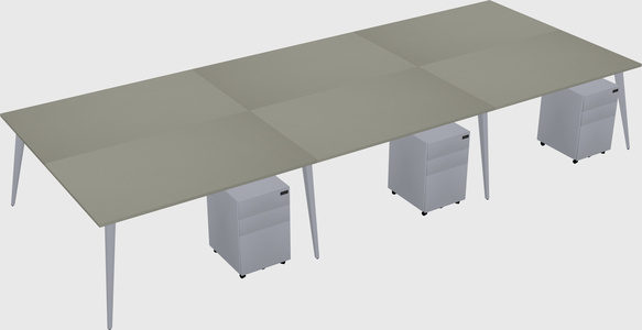 Shared rectangular office desk system