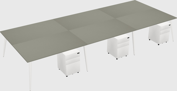 Shared rectangular office desk system