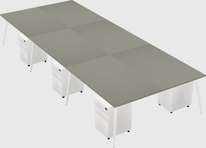 Shared rectangular office desk system