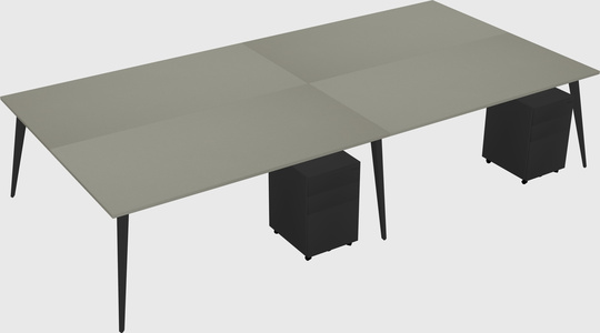 Shared rectangular office desk system