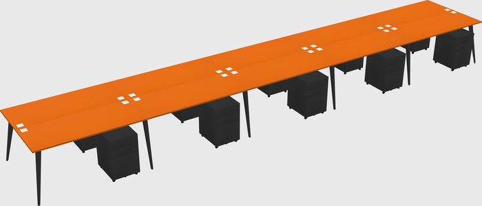 Shared rectangular office desk system