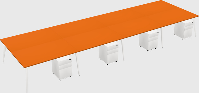 Shared rectangular office desk system