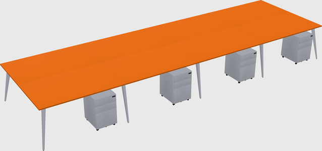 Shared rectangular office desk system