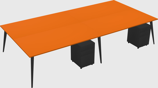 Shared rectangular office desk system