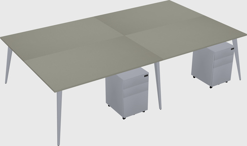 Shared rectangular office desk system