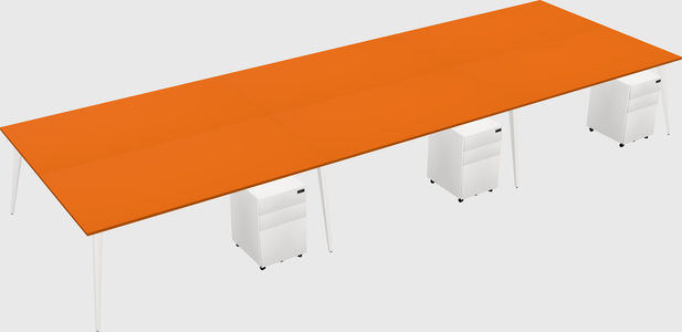 Shared rectangular office desk system