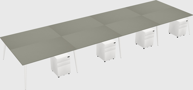 Shared rectangular office desk system