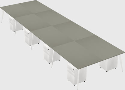 Shared rectangular office desk system
