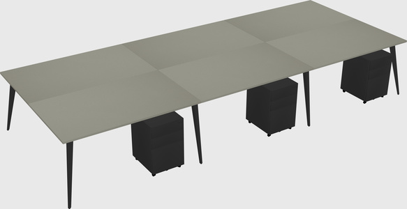 Shared rectangular office desk system