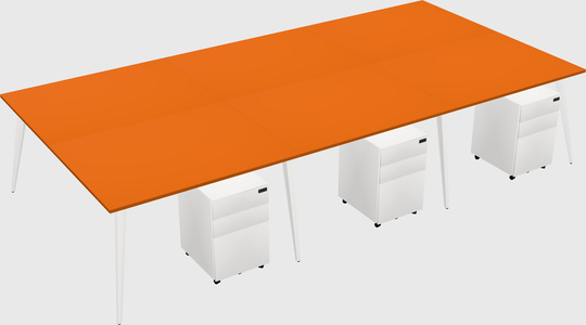 Shared rectangular office desk system
