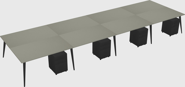 Shared rectangular office desk system