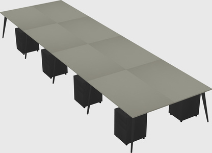 Shared rectangular office desk system