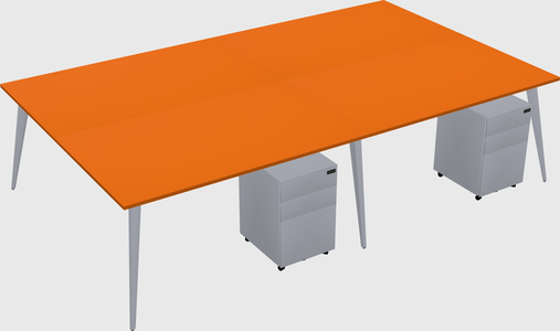 Shared rectangular office desk system