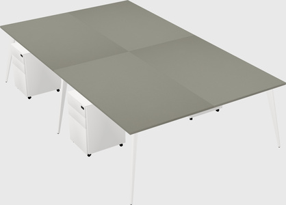 Shared rectangular office desk system