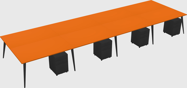 Shared rectangular office desk system