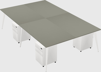Shared rectangular office desk system