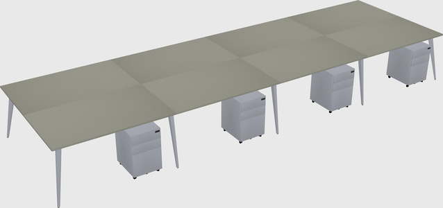 Shared rectangular office desk system