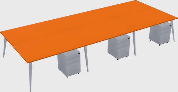Shared rectangular office desk system