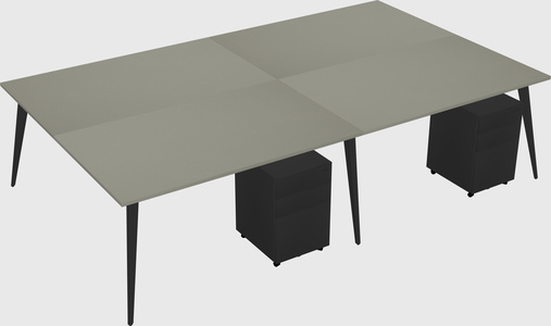 Shared rectangular office desk system