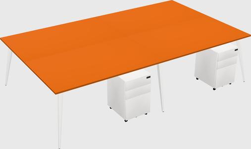 Shared rectangular office desk system
