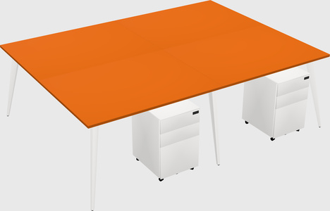 Shared rectangular office desk system