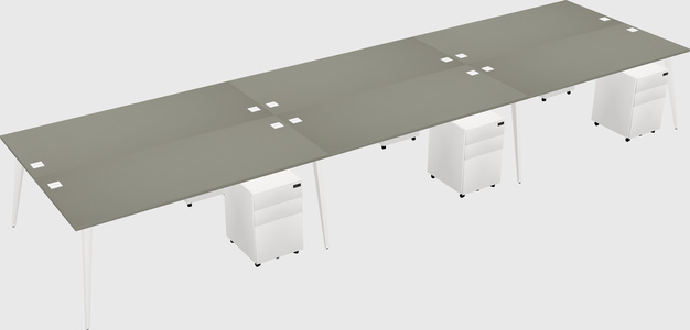 Shared rectangular office desk system