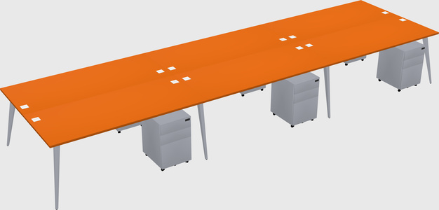 Shared rectangular office desk system