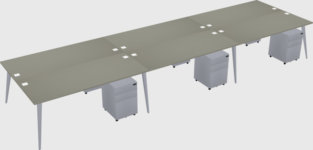Shared rectangular office desk system