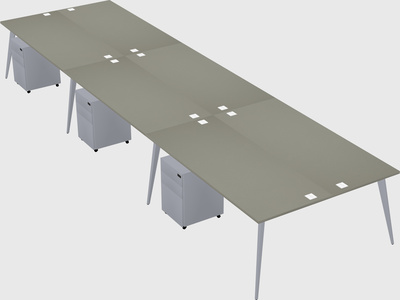 Shared rectangular office desk system
