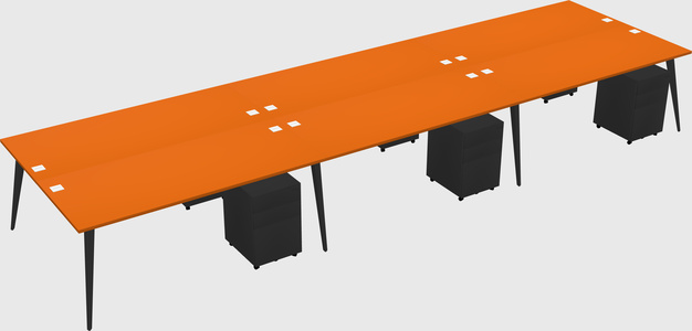 Shared rectangular office desk system