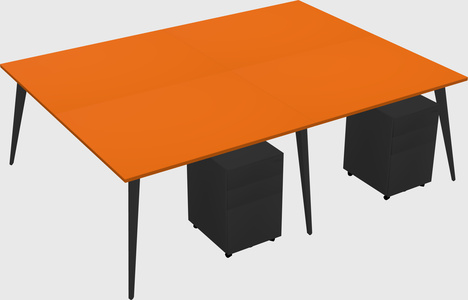 Shared rectangular office desk system