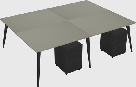 Shared rectangular office desk system