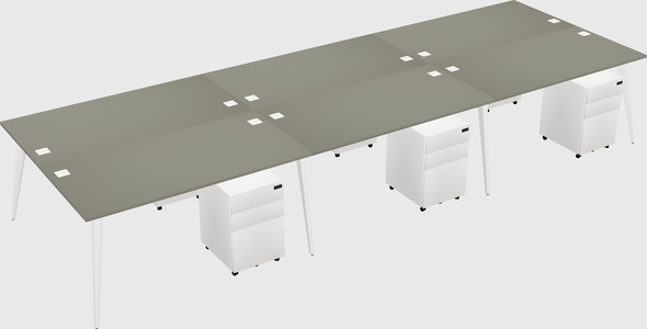 Shared rectangular office desk system