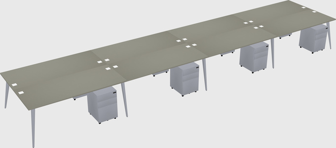 Shared rectangular office desk system