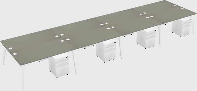 Shared rectangular office desk system