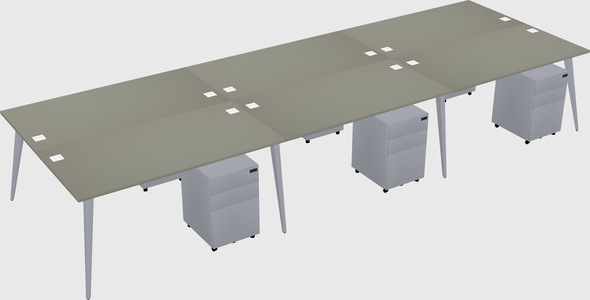 Shared rectangular office desk system