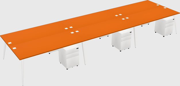 Shared rectangular office desk system