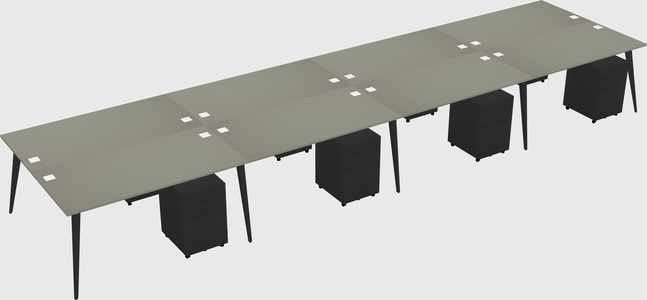 Shared rectangular office desk system