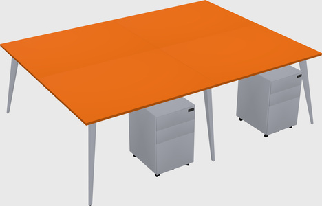 Shared rectangular office desk system
