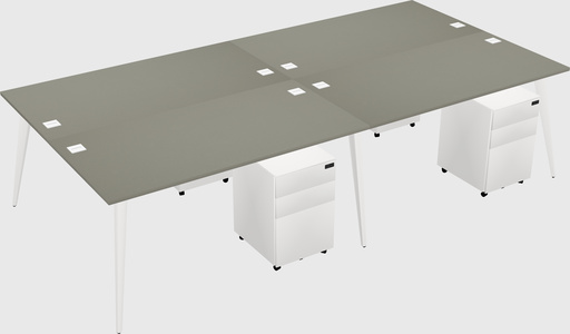 Shared rectangular office desk system