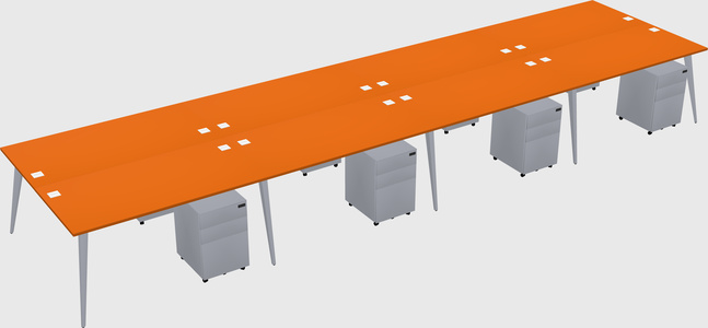 Shared rectangular office desk system